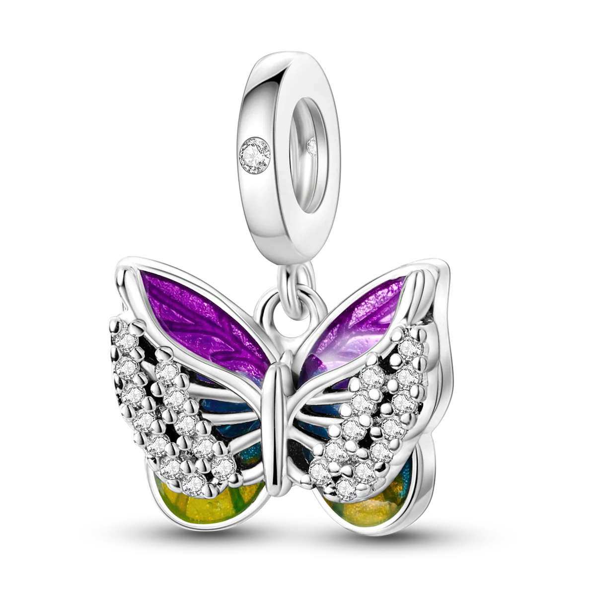 Silver Plated Purple Charm Flower