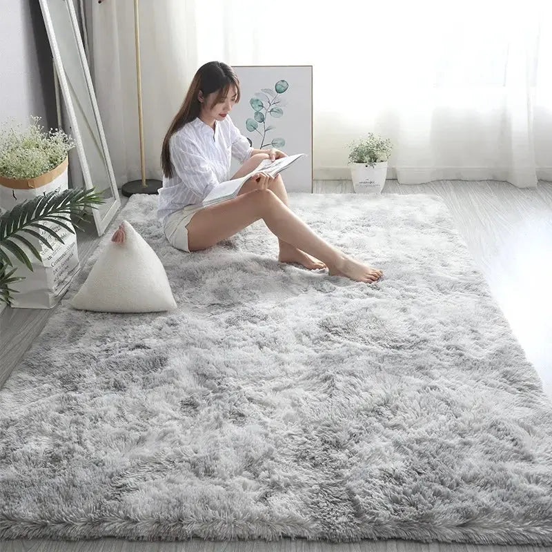 Gray Plush Velvet Rug For Living Room Soft Carpet Mats