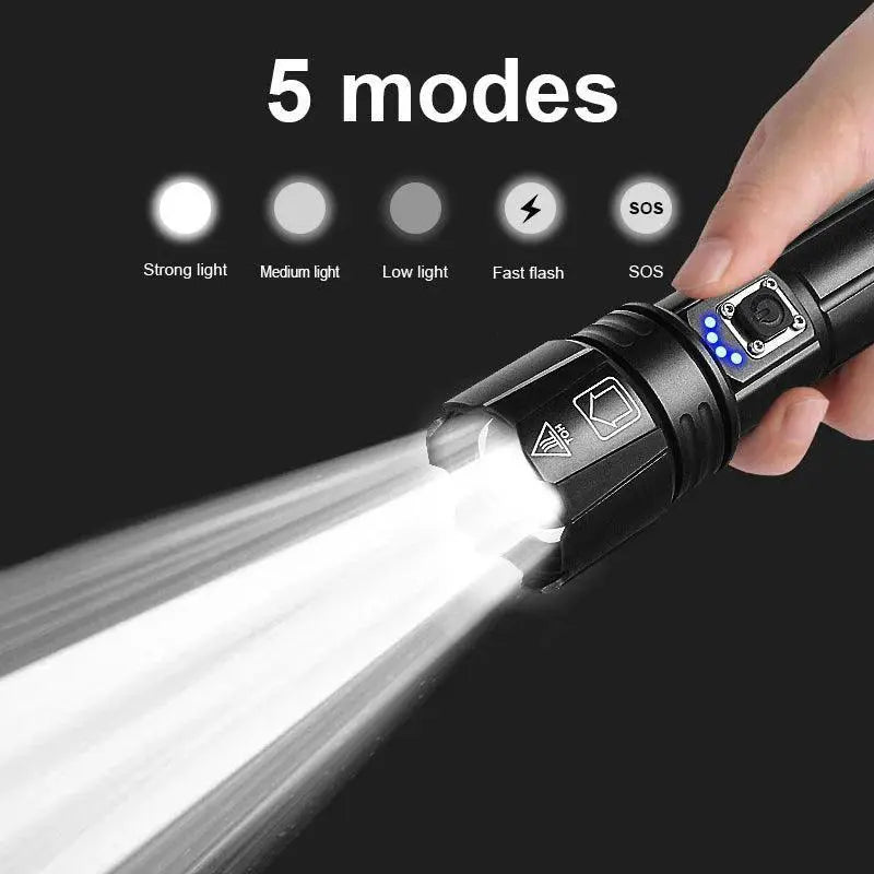 LED Flashlight With Power Bank For Camping Emergencies