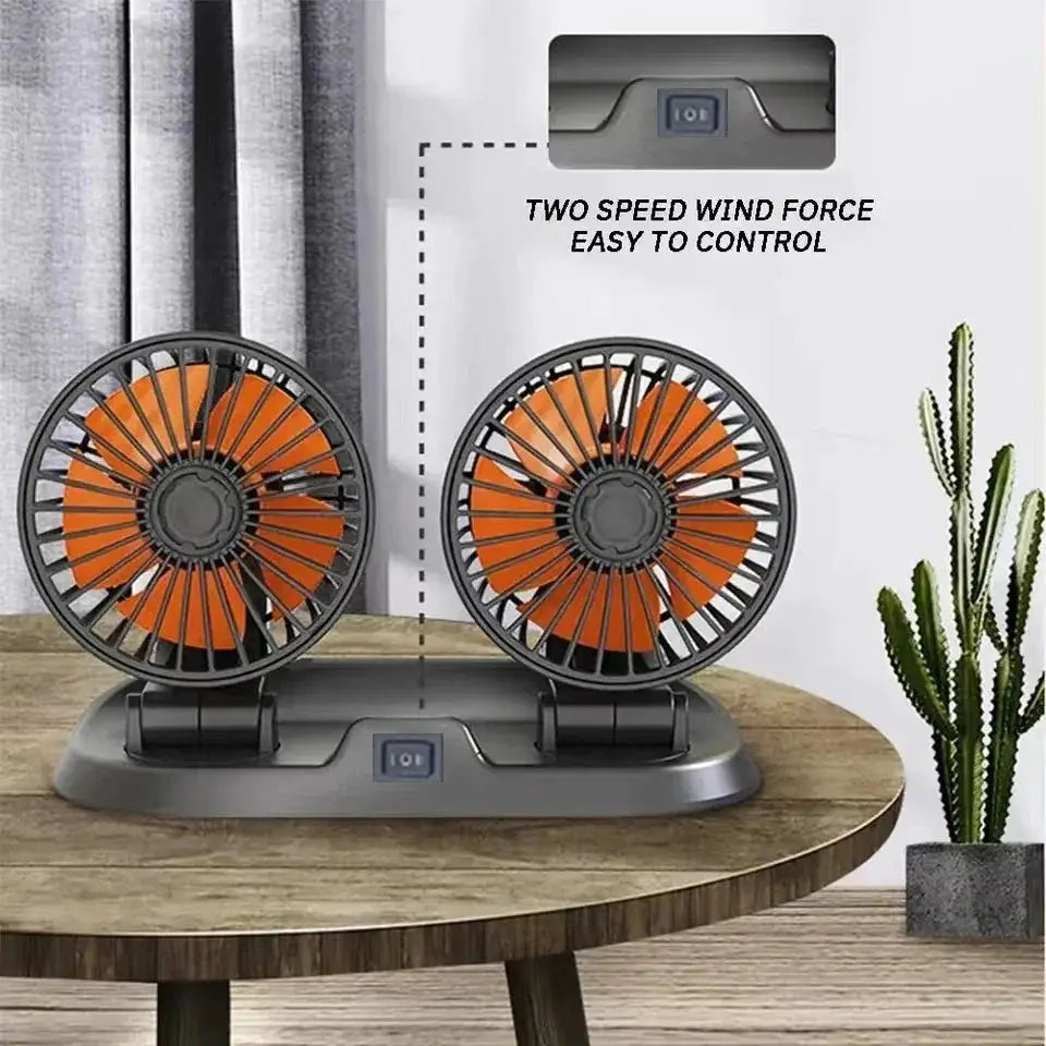 Dual Head USB Car Fan Adjustable Cooling - OurLum.com