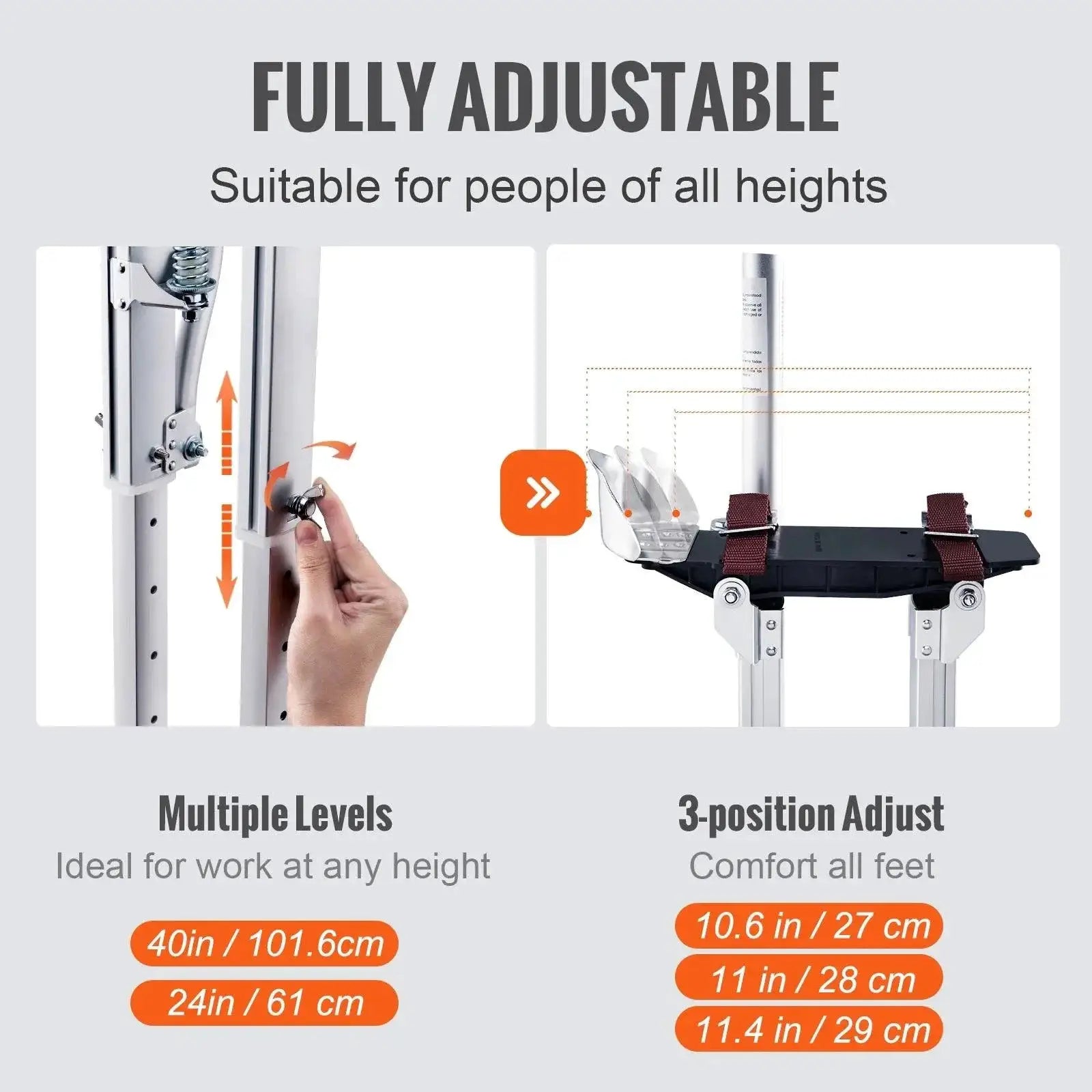 VEVOR Drywall Stilts Professional Aluminum Adjustable Ladder