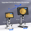 RIEVBCAU 10.1'' HDMI Digital Microscope 2000X Coin Microscope with 10 LEDs 20MP Soldering Microscope for Electronics,PCB, Repair