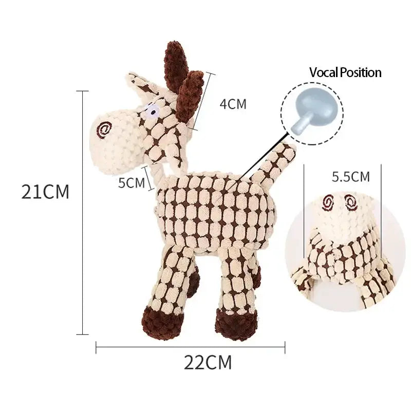 Donkey Corduroy Chew Toy Interactive Squeaky Dog Toy