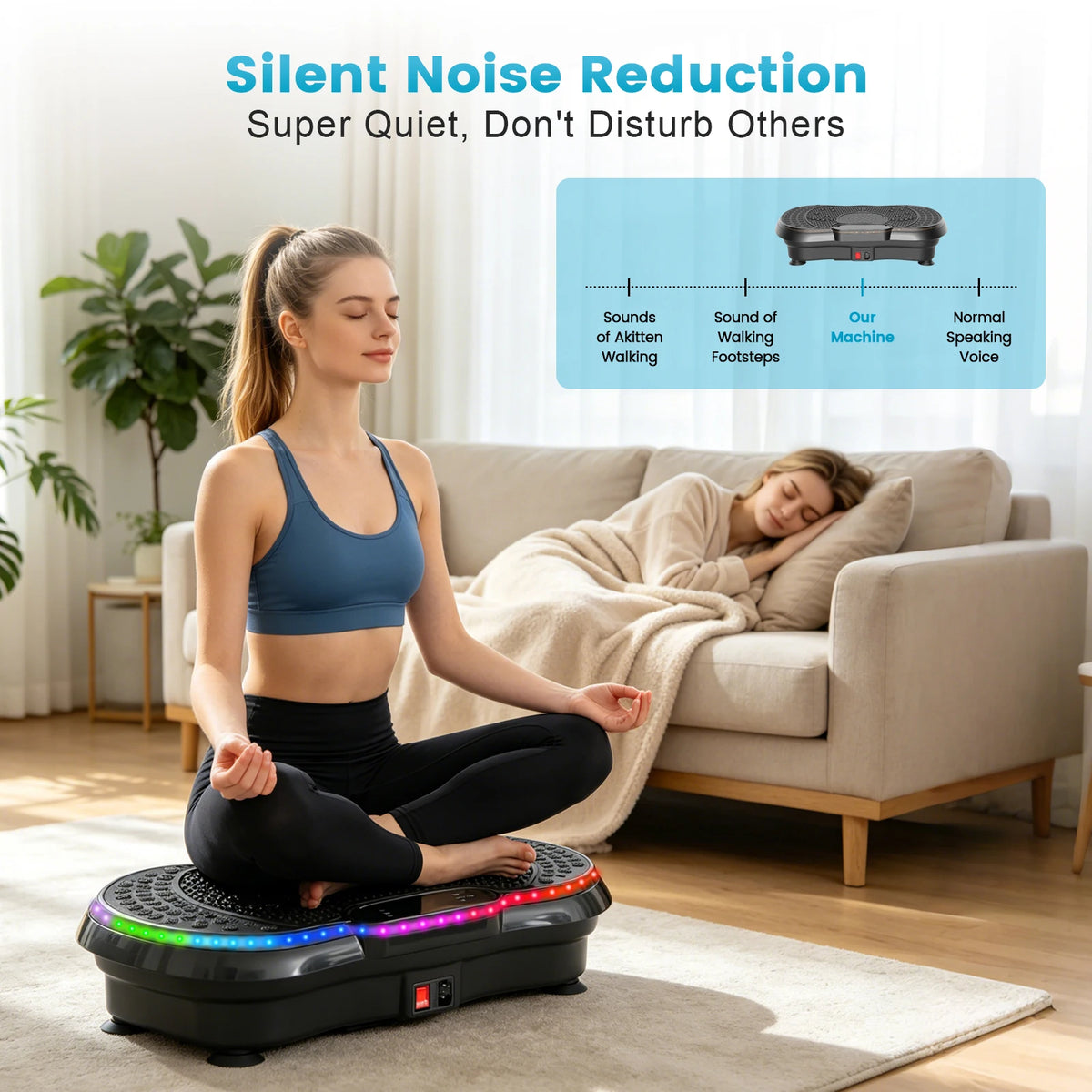 Smart Vibration Plate Exercise Machine With LED Light Strip Deep — product view 4
