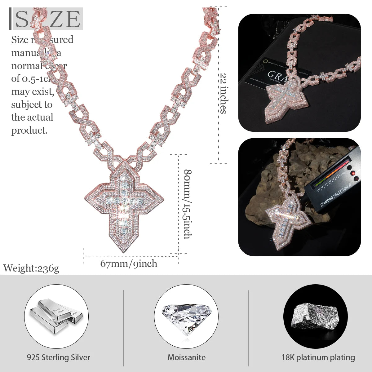 Iced Out Layered Cross Pendant