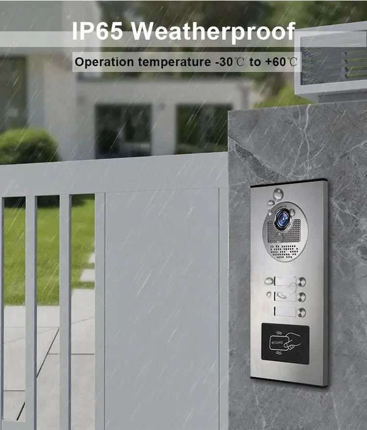 ANJIELO 3 Unit Home Video Intercom for Apartments Residential Intercom Doorbell Video Door Phone System with RFID Card Unlock
