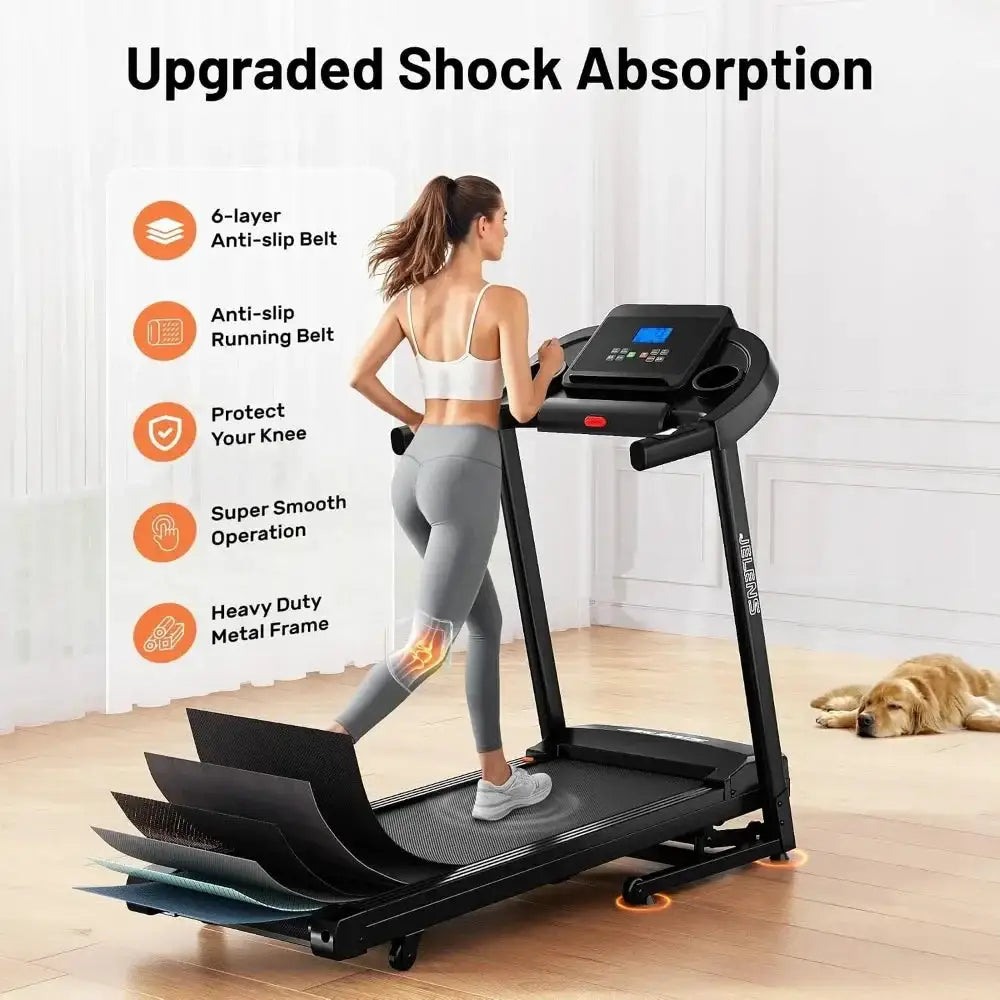 Home Treadmill with 0-15% Incline, Foldable Walking Pad, 330LBS Capacity and Pulse Sensors