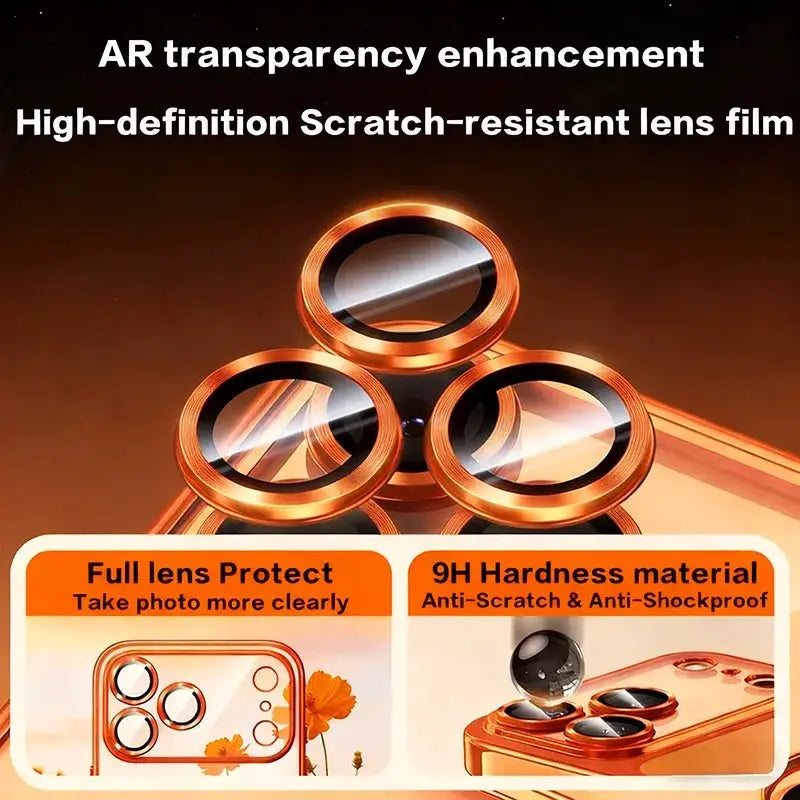 Fashion Orange Magnetic Clear Case For iPhone Air 18 17 16 15 14 13 12 11 Pro Max Plus Wireless Charge Plating Soft Cover
