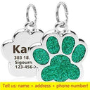 Customizable Glitter Paw Pet ID Tag for Dogs and Cats