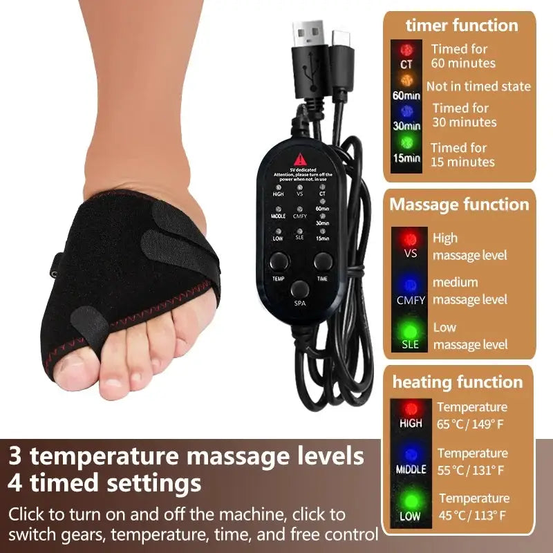660nm Red Light Heating Toe Wrap Vibration Massager Warm Cover Instep Post Workout Relax Home Leisure Relieve Fatigue