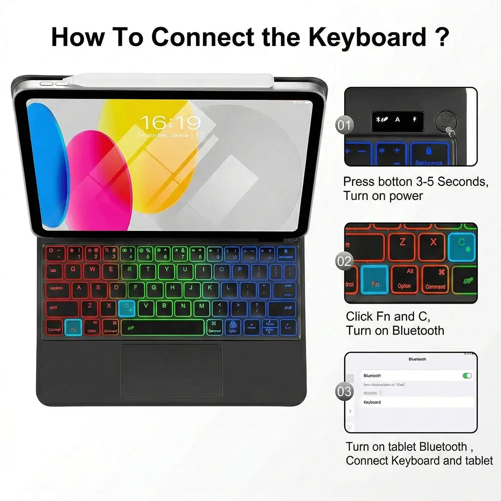 Wireless Keyboard Case For iPad - iPad 10 (10.9-inch) dark blue Arabic product image