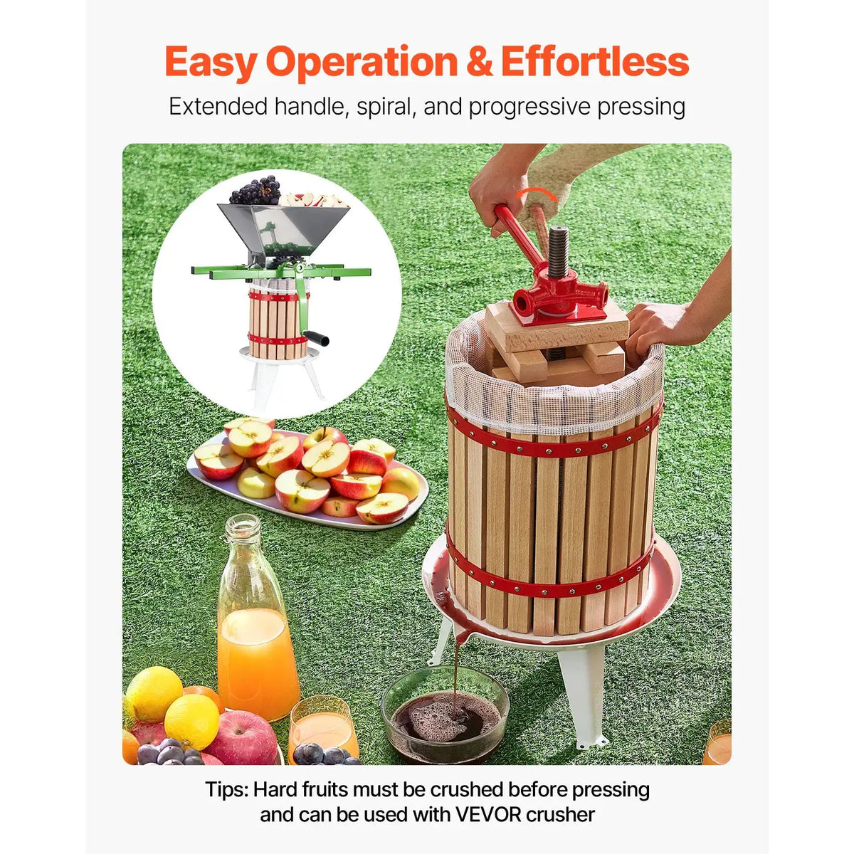 SucceBuy Fruit Wine Press Solid Wood Basket w/ Blocks Heavy — product view 4