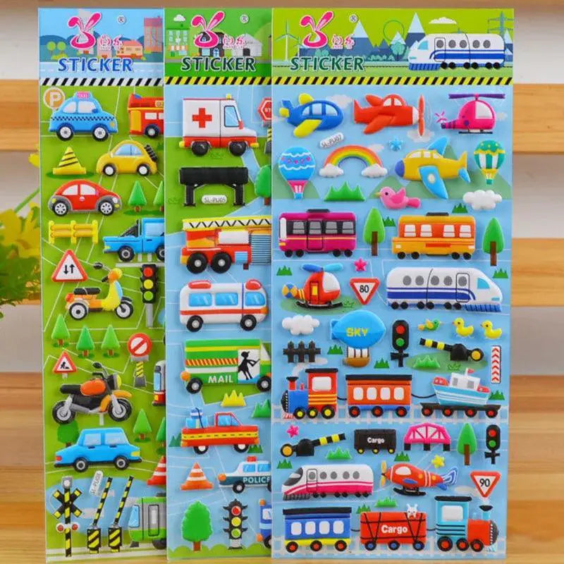 3D Bubble Cartoon Anime Waterproof Traffic Stickers for Kids