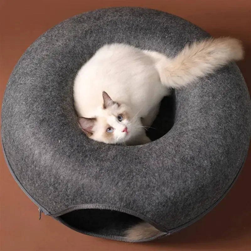 Interactive Donut Cat Bed And Tunnel Combo For Cats