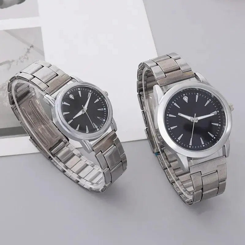 Luxury Stainless Steel Quartz Timepiece Set Couples Watch