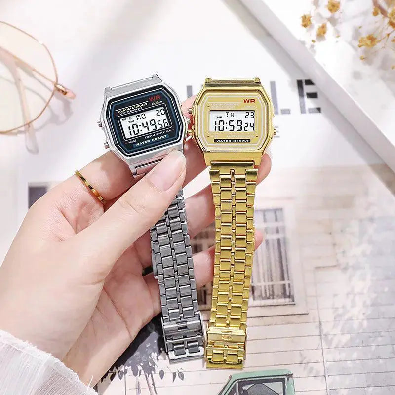 Retro Digital Stainless Steel Sports Watch Vintage Style