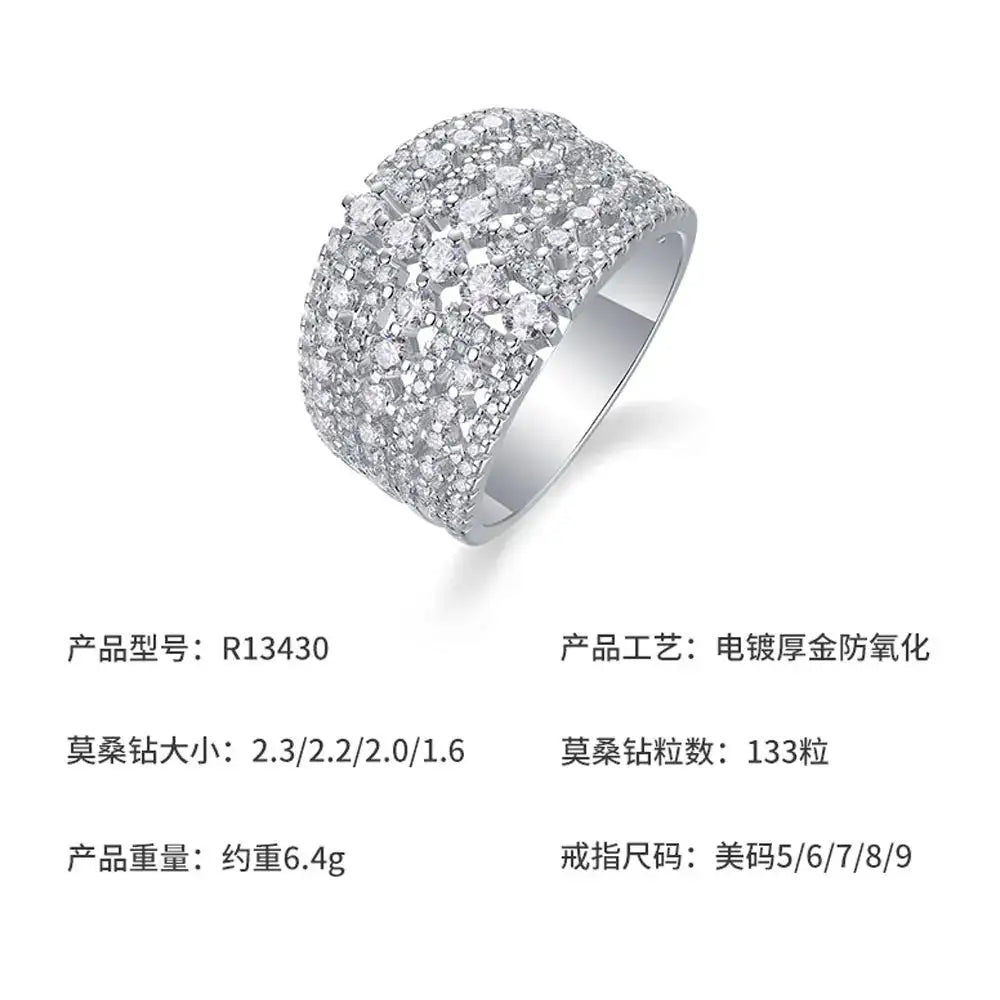 Elegant Sterling Silver Silver Moissanite Ring Style AOEFK — product image 3