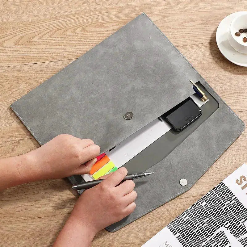 Premium A4 Leather Document Organizer Bag Large Capacity