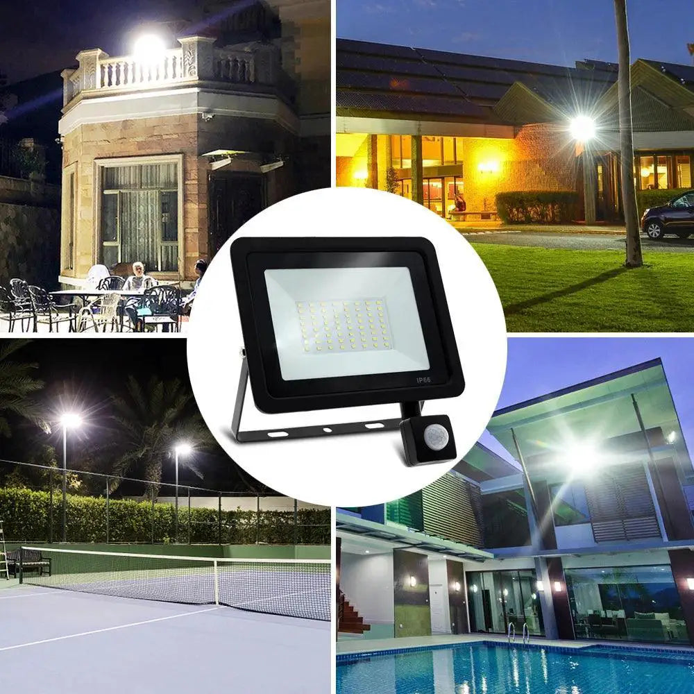 Led Floodlight With PIR Motion Sensor IP66 AC220V White