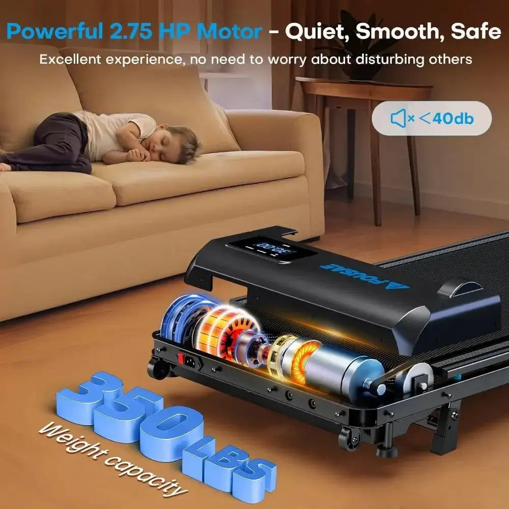 Under Desk Walking Pad with 9% Incline, 6.2MPH, 2.5HP Brushless Drive, 12 HIIT Programs, Remote Control, 330LBS Capacity