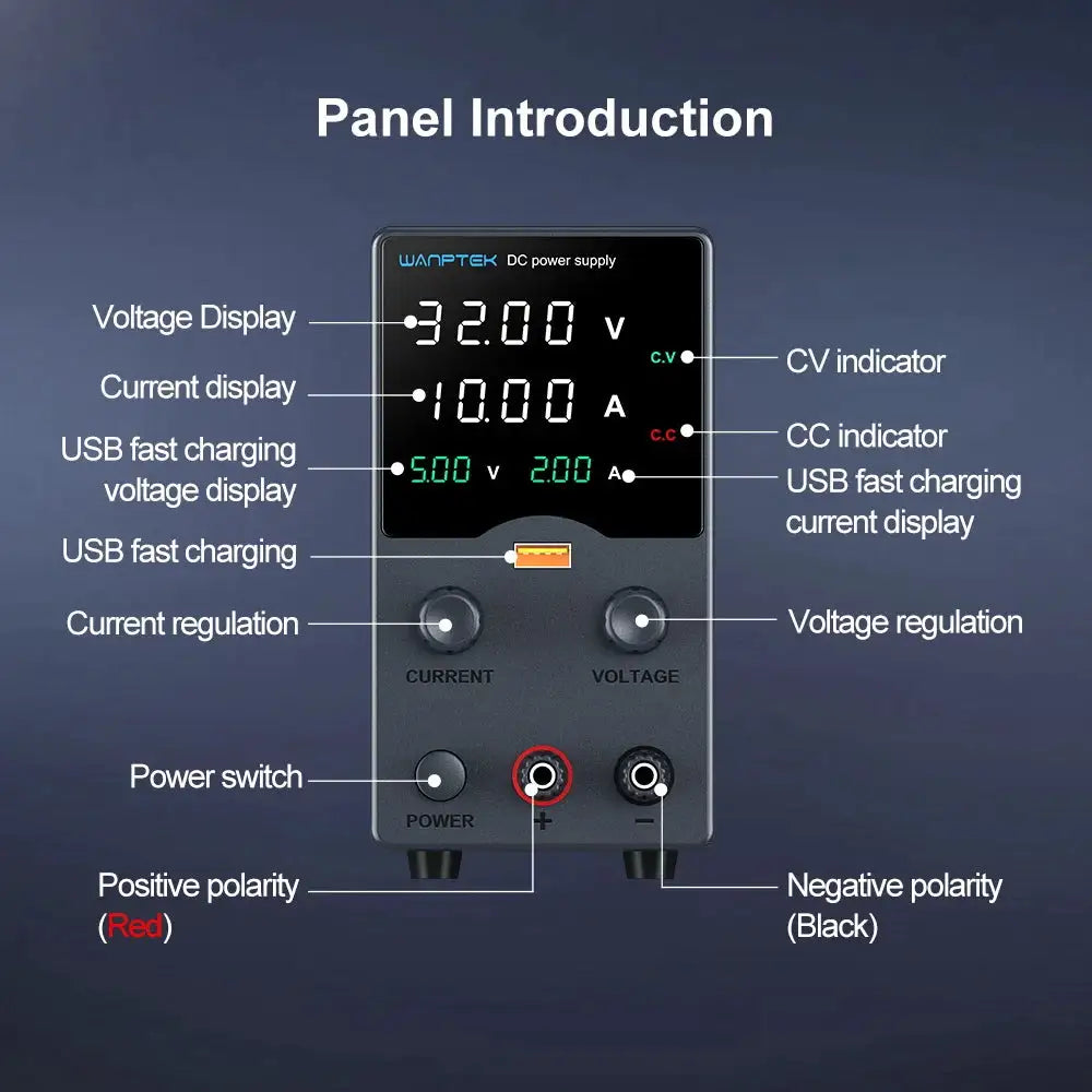 Wanptek DC Power Supply 30V 10A 5A Variable Bench Power Supply Adjustable Lab Power Supply 60V 5A 120V 3A Voltage Regulator
