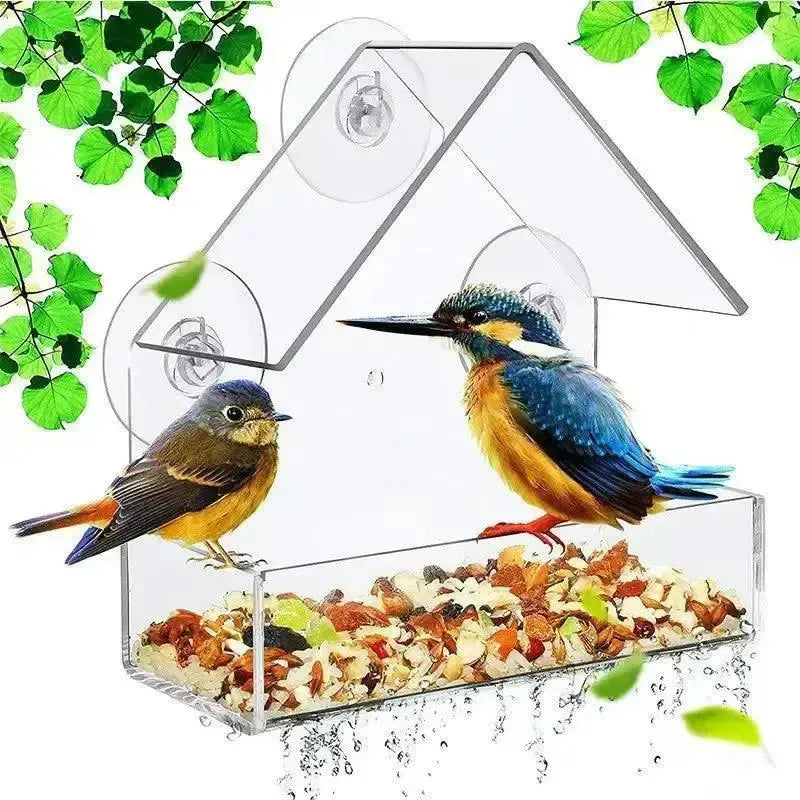 Transparent Bird Feeder House Suction Cup Window Gazebo