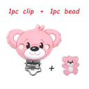 Kovict Silicone Beads Pacifier Clips Cartoon Animals Set