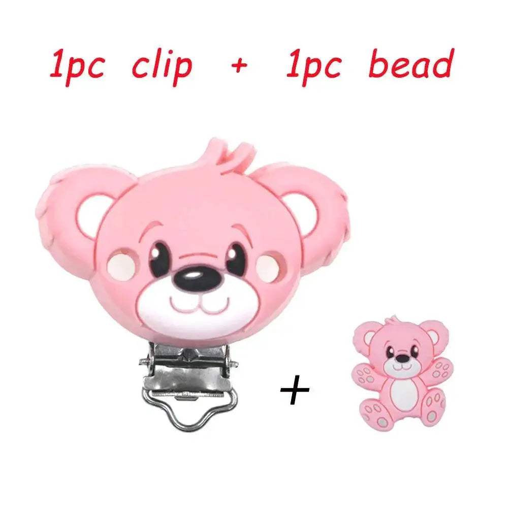 Kovict Silicone Beads Pacifier Clips Cartoon Animals Set