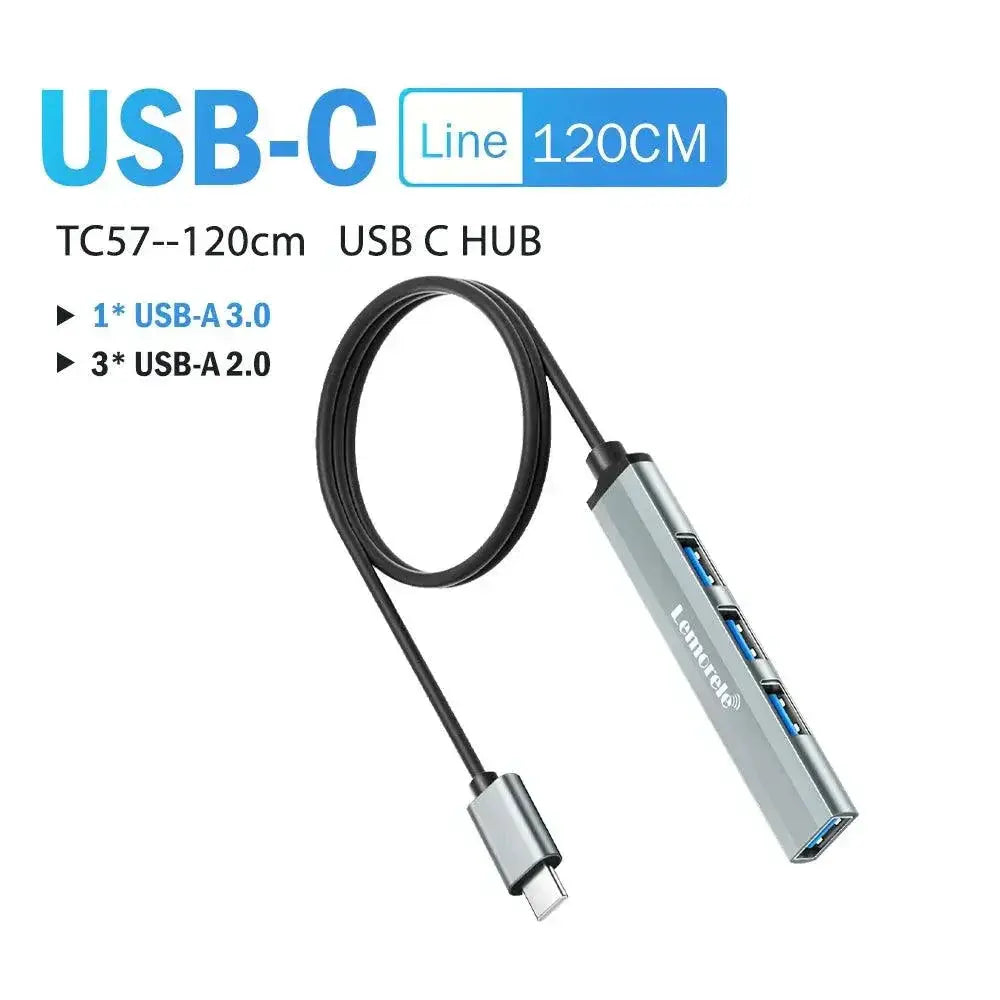 High Speed 4 Port USB Hub For MacBook Devices Compact