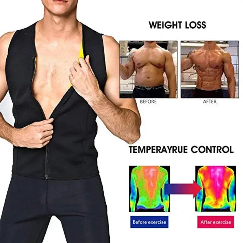 Mens Fitness Sauna Suit Waist Trainer Slimming Sweat Vest