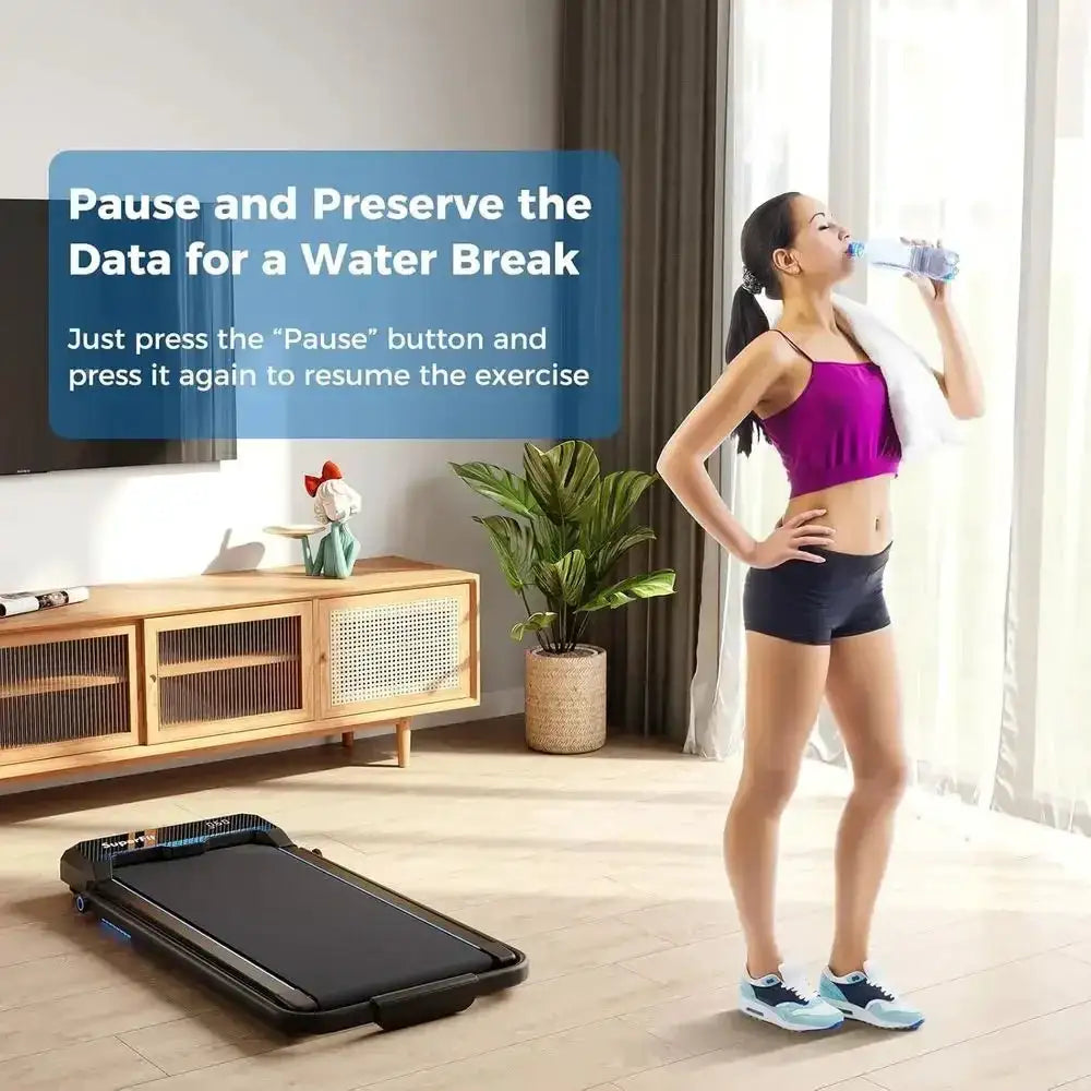 Dual-Purpose Portable Treadmill: 2.5HP, 340lbs Capacity, Folding Walking Pad with Handle, Desk-Under Design, Remote & LED Displa