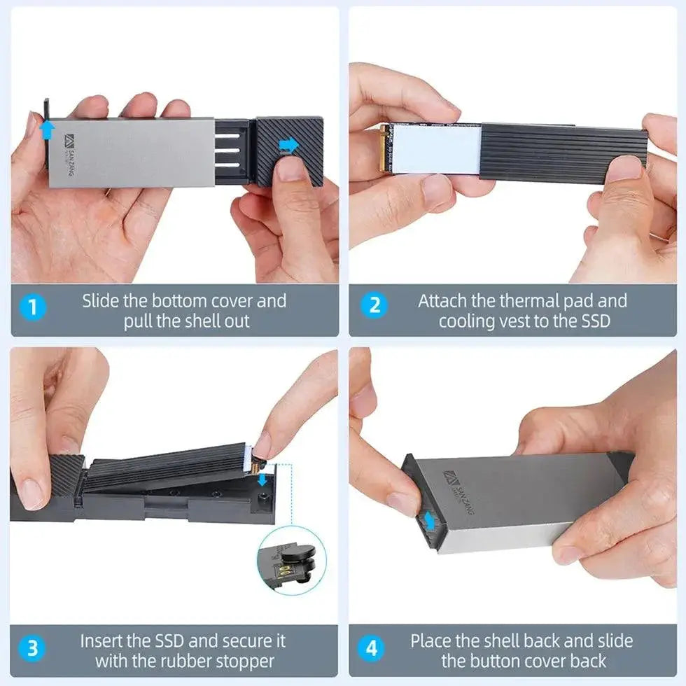 Sanzang NVMe SSD Enclosure High Speed Portable Storage