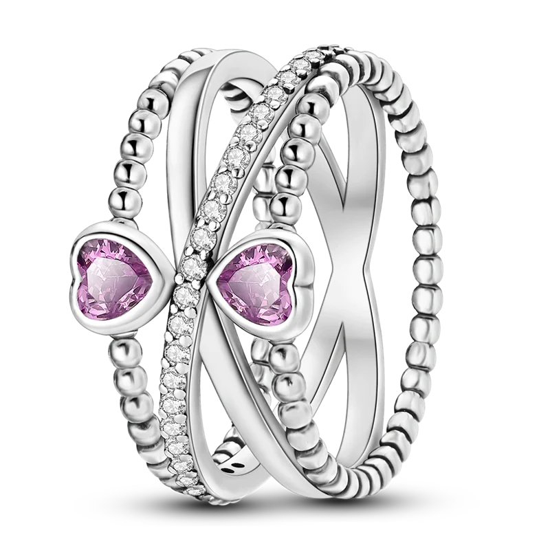 Sterling Silver Ring Sparking Purple