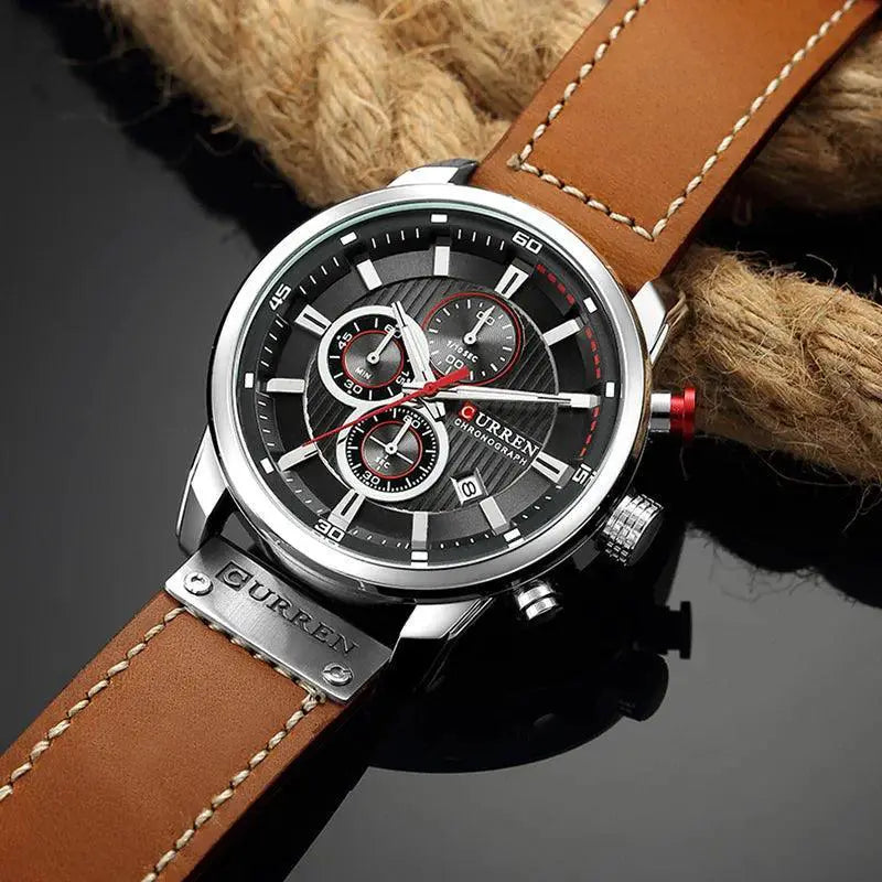 CURREN Leather Military Watch Quartz Wristwatch For Men
