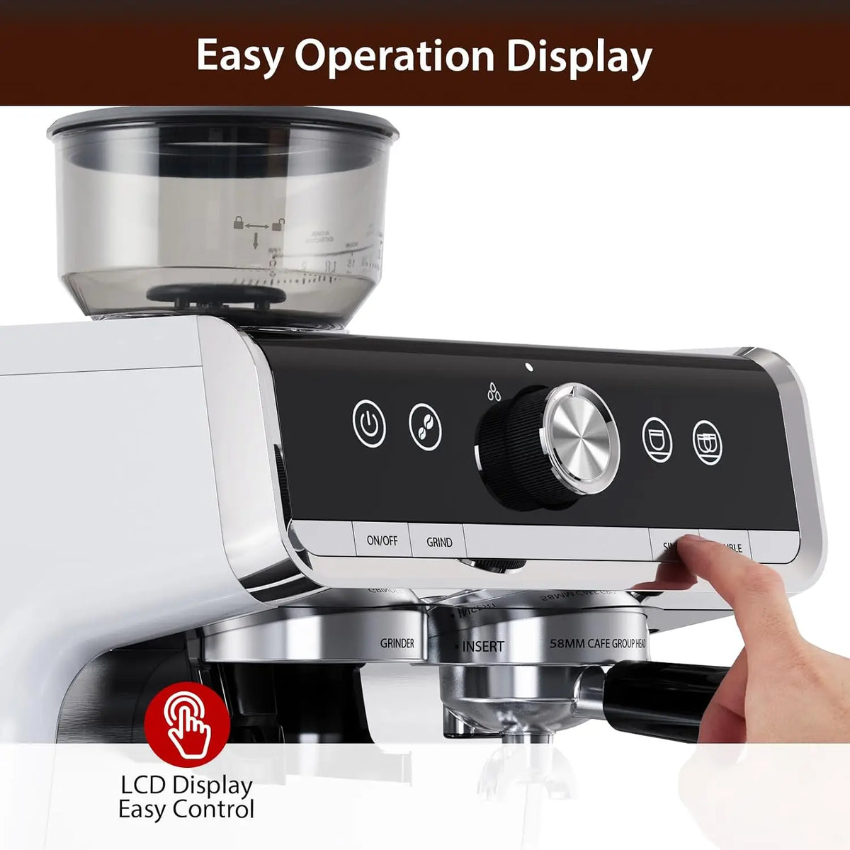 Espresso Machine with Conical Burr Grinder PID Temperature — product view 2