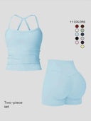 Yoga Set Women Quick Dry Cami High Waist Shorts