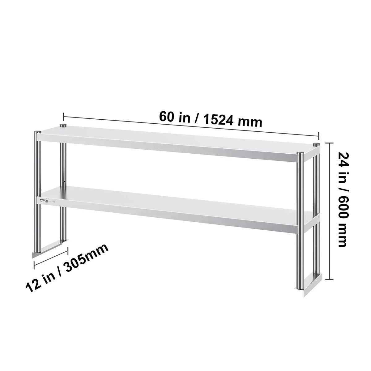 SucceBuy Stainless Steel kitchen worktable Overshelf with Height — product view 9