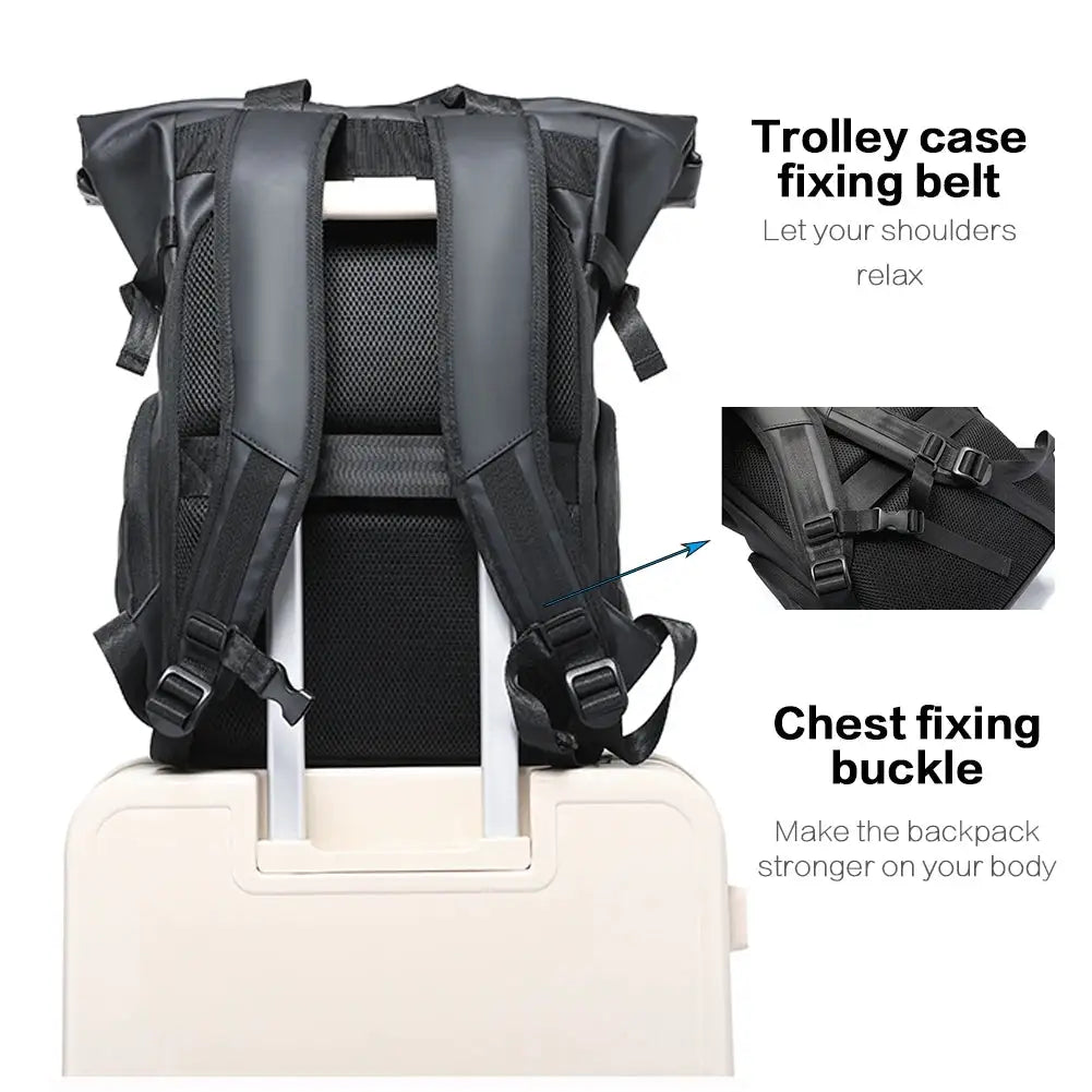 TANGCOOL Waterproof Roll-Top Backpack Large Capacity Expandable 15.6 inch Laptop Bag Leisure Travel Pack Hiking Camping Bags
