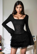 Sylcue Long Sleeve Dress Sophisticated Slim Fit Apparel