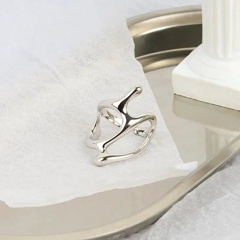 Silver Geometric Adjustable Vintage Punk Ring Charm