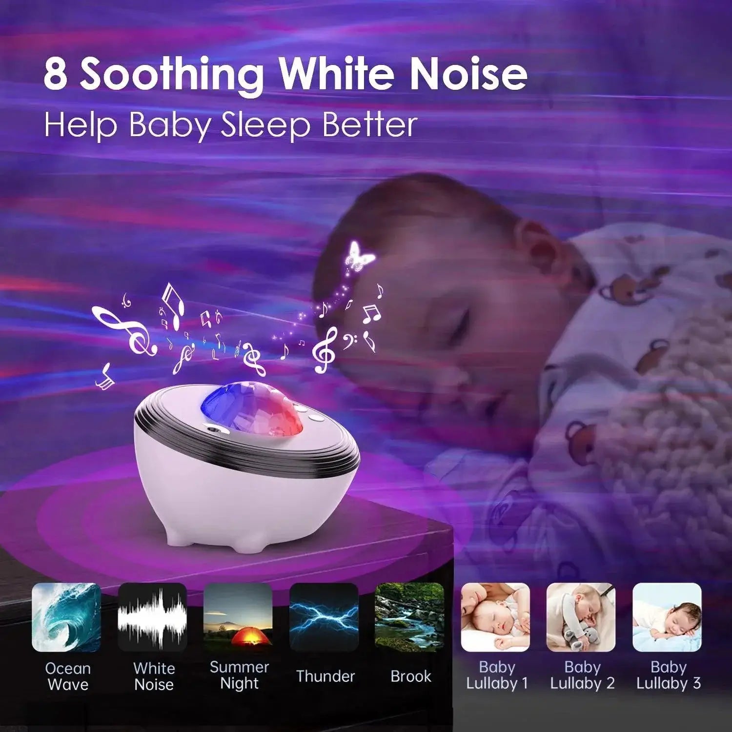 Star Projector LED Aurora Night Light With Bluetooth Speaker