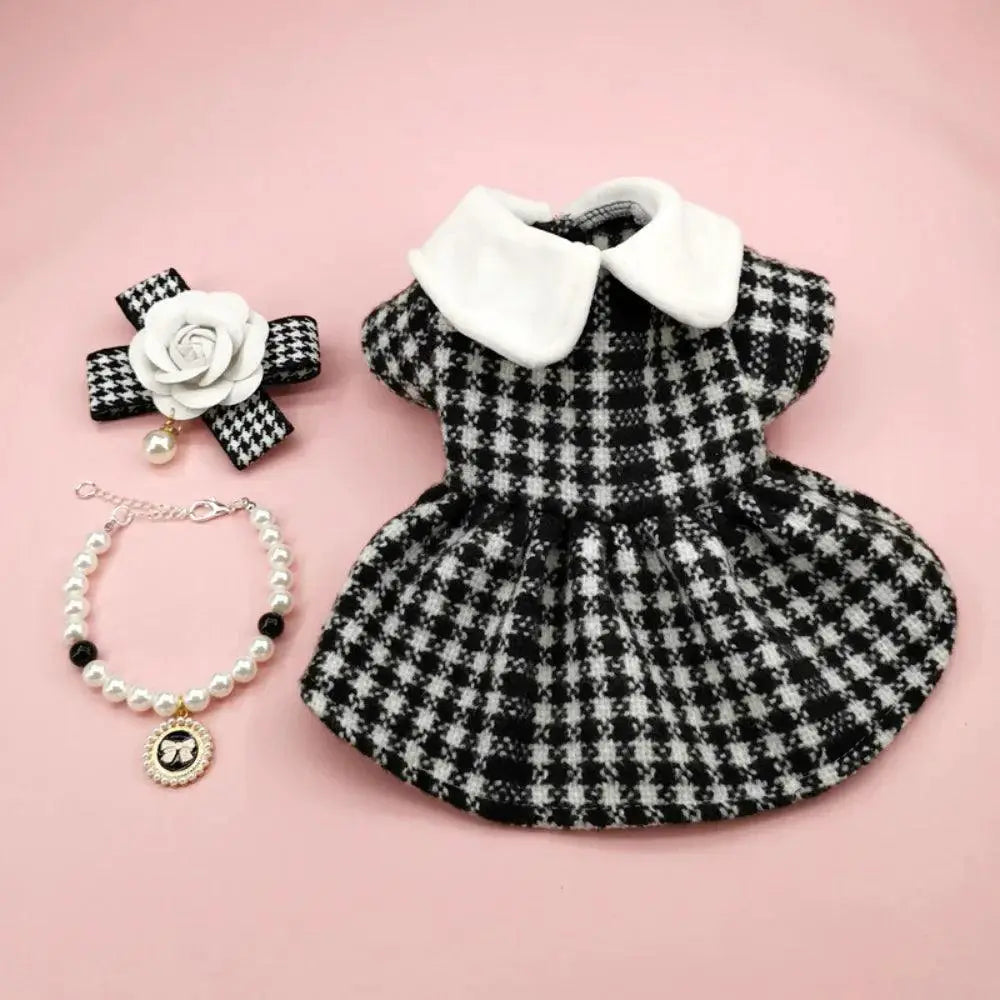 Sweet Plaid Princess Dress for Small Dogs Fashionable Cozy