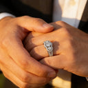 Round Moissanite Ring in Sterling Silver Stone