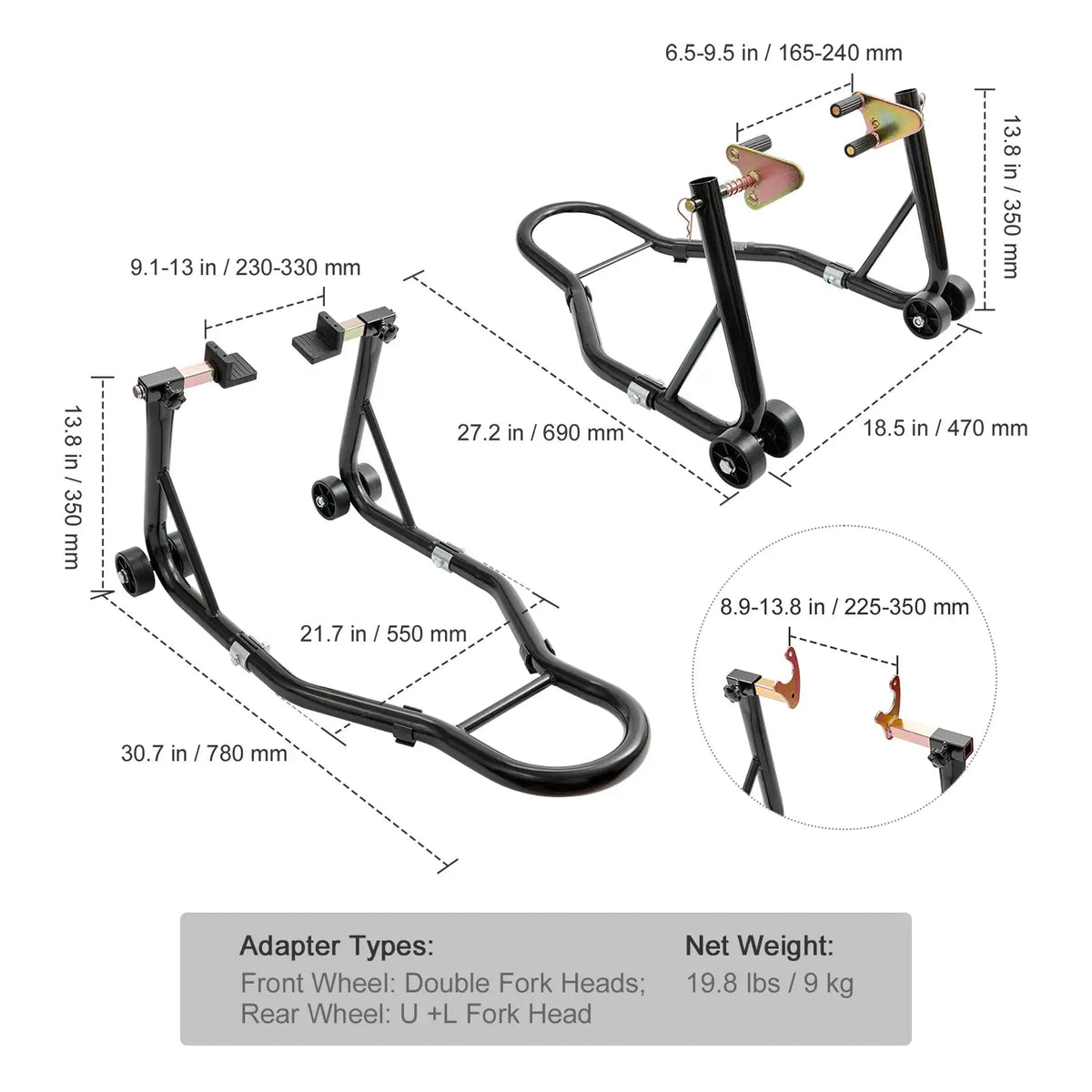 Heavy-Duty Motorcycle Fork & Wheel Stand Set — product image 7