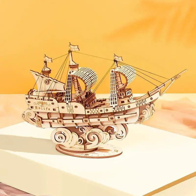 Robotime 3D Wooden Puzzle Boat And Ship Model Toys For Kids