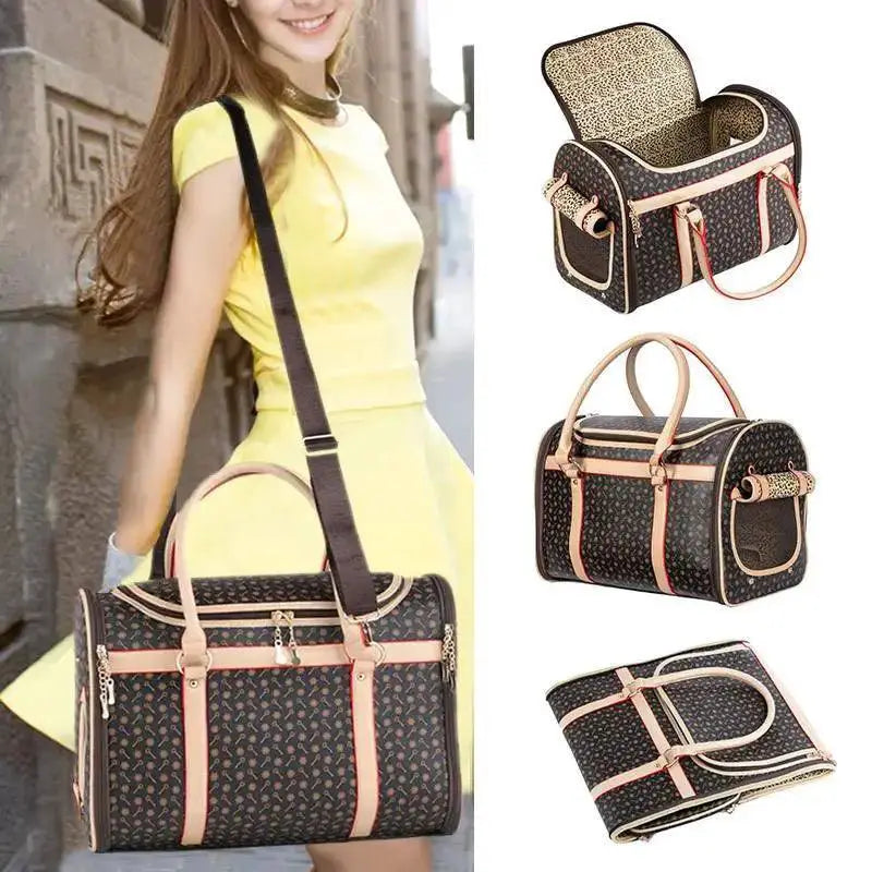 Luxury Leopard Print Dog Sling Bag For Small Pets Carrier