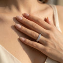 Moissanite Ring in Sterling Silver Pave