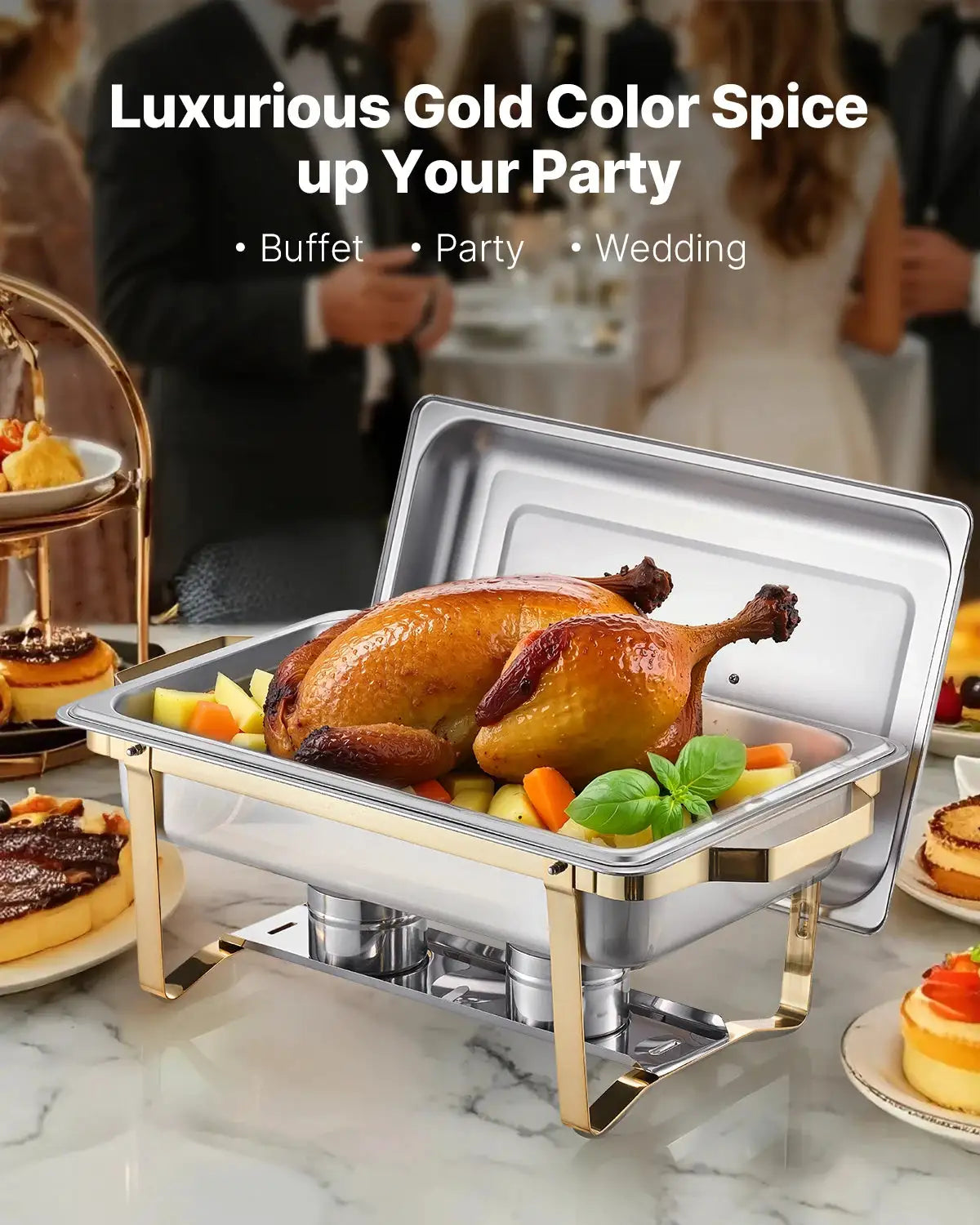 SucceBuy Qt Pack Chafing Dish Buffet Set Stainless Steel Chafer — product view 3