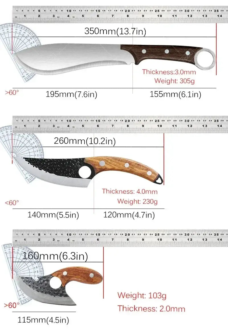 Wxcoo Hand Forged High Carbon Boning Cleaver Knife Set