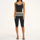 Fitness Set Women Stripes Polka Dot Capri